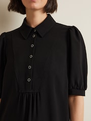 Phase Eight Black Claudia Button Swing Mini Dress - Image 5 of 6
