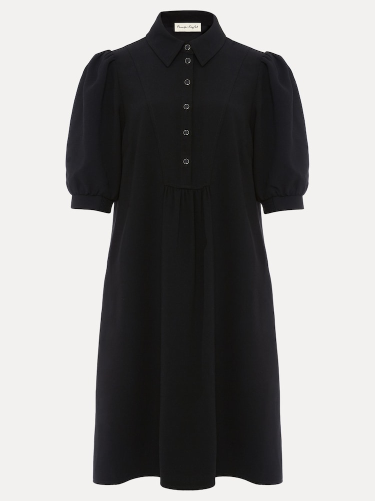 Phase Eight Black Claudia Button Swing Mini Dress - Image 6 of 6