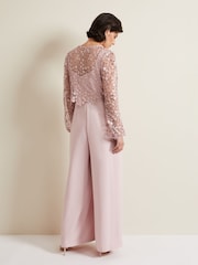 Phase Eight Pink Petite Mariposa Lace Jumpsuit - Image 2 of 7