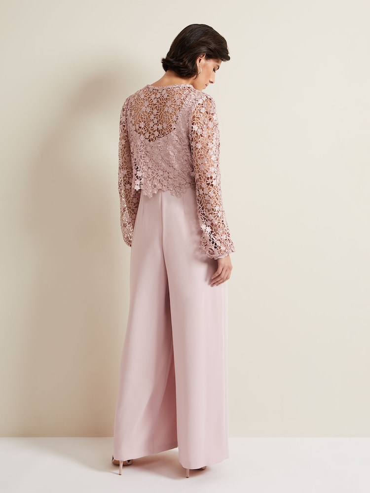 Phase Eight Pink Petite Mariposa Lace Jumpsuit - Image 2 of 7