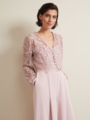 Phase Eight Pink Petite Mariposa Lace Jumpsuit - Image 5 of 7