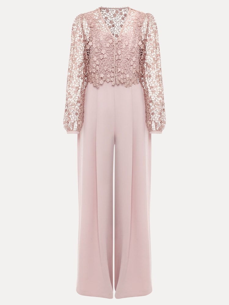 Phase Eight Pink Petite Mariposa Lace Jumpsuit - Image 7 of 7