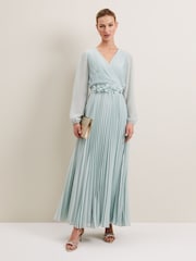 Phase Eight Blue Alecia Pleat Maxi Dress - Image 2 of 8