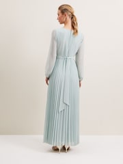Phase Eight Blue Alecia Pleat Maxi Dress - Image 3 of 8