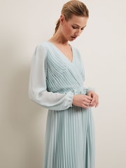 Phase Eight Blue Alecia Pleat Maxi Dress - Image 6 of 8