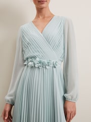 Phase Eight Blue Alecia Pleat Maxi Dress - Image 7 of 8