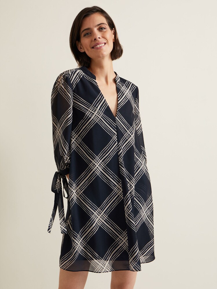 Phase Eight Blue Cora Check Tunic Dress - Image 1 of 7