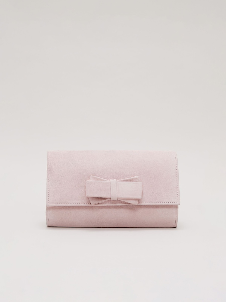 Phase Eight Pink Bow Front Clutch Bag - Image 1 of 7