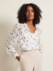 Phase Eight Cream Taytum Bow Print Blouse - Image 1 of 7