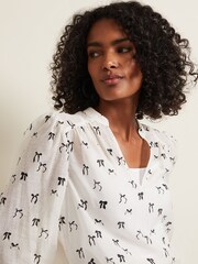 Phase Eight Cream Taytum Bow Print Blouse - Image 4 of 7