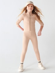 River Island Brown Girls Funnel Zip Through Set - Image 1 of 4