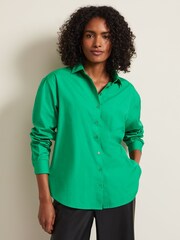 Phase Eight Green Oversized Cotton Shirt - Image 1 of 7
