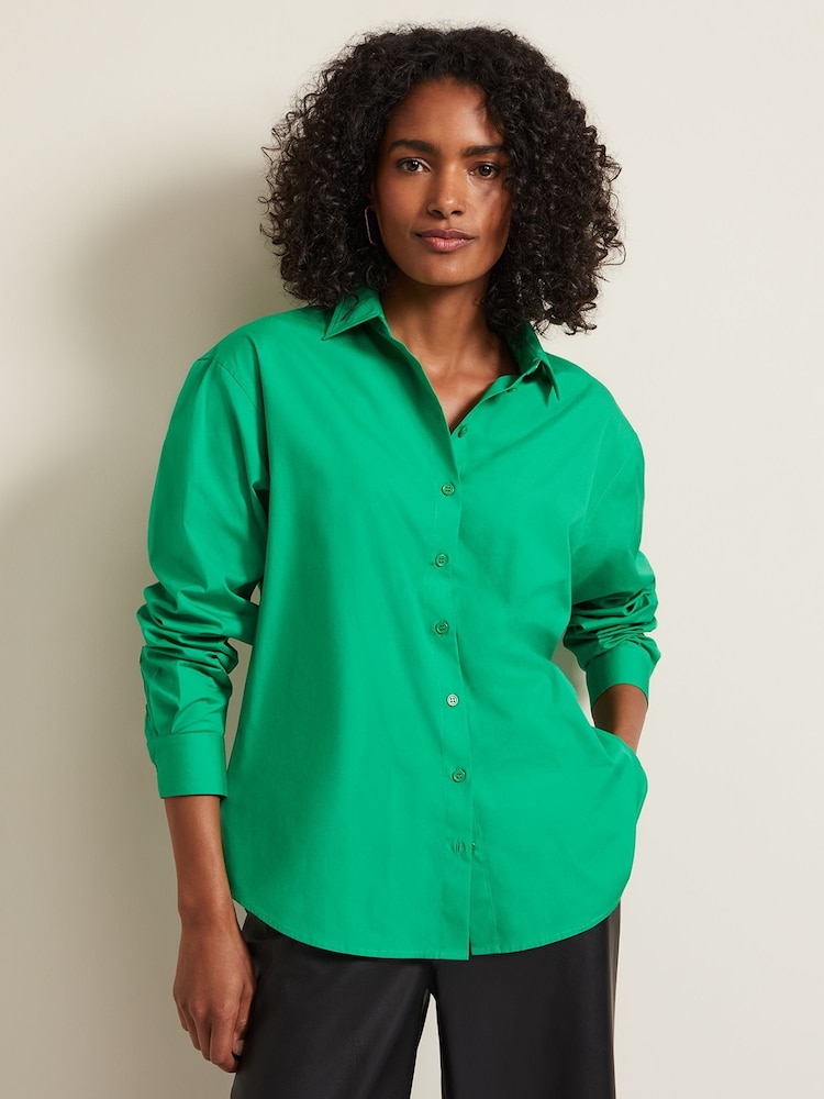 Phase Eight Green Oversized Cotton Shirt - Image 1 of 7