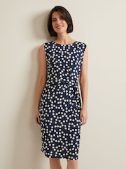 Phase Eight Blue Josey Jersey Spot Bodycon Midi Dress - Image 1 of 6
