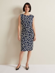 Phase Eight Blue Josey Jersey Spot Bodycon Midi Dress - Image 3 of 6