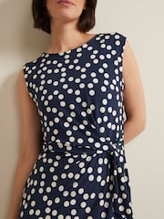 Phase Eight Blue Josey Jersey Spot Bodycon Midi Dress - Image 5 of 6