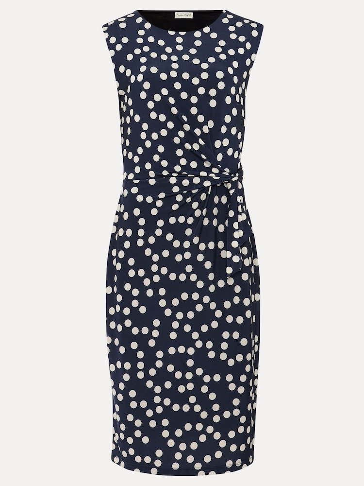 Phase Eight Blue Josey Jersey Spot Bodycon Midi Dress - Image 6 of 6