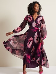 Phase Eight Purple Petite Isadora Rose Printed Maxi Dress - Image 5 of 9