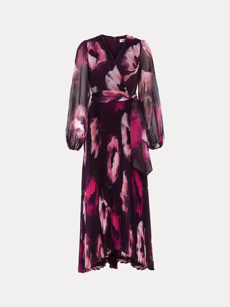 Phase Eight Purple Petite Isadora Rose Printed Maxi Dress - Image 9 of 9