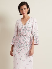 Phase Eight Pink Petite Giovanna Floral Belted Dress - Image 1 of 7