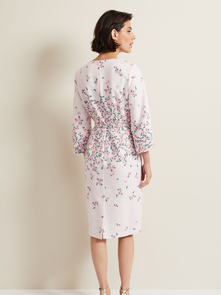 Phase Eight Pink Petite Giovanna Floral Belted Dress - Image 2 of 7