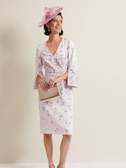 Phase Eight Pink Petite Giovanna Floral Belted Dress - Image 4 of 7