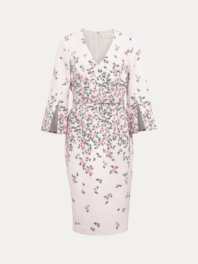 Phase Eight Pink Petite Giovanna Floral Belted Dress - Image 7 of 7