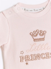 River Island Pink Baby Girls 100% Cotton Romper and Joggers Set - Image 3 of 4