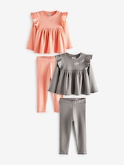 Розово-серый - River Island Mini Girls 100% Cotton Rib Peplum Set 2 Pack - Изображение 1 из 5