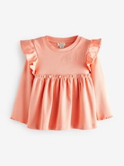 Розово-серый - River Island Mini Girls 100% Cotton Rib Peplum Set 2 Pack - Изображение 4 из 5