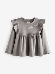 Розово-серый - River Island Mini Girls 100% Cotton Rib Peplum Set 2 Pack - Изображение 5 из 5