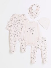 River Island Pink Baby Girls 100% Cotton Newborn Set 5 Piece - Image 1 of 3