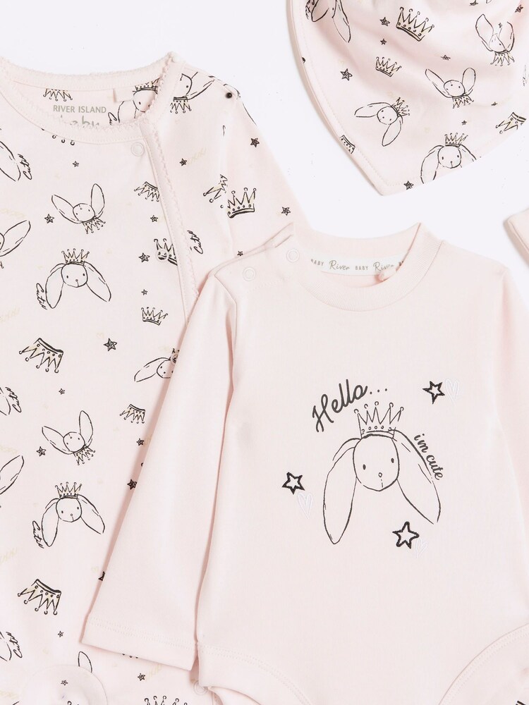 River Island Pink Baby Girls 100% Cotton Newborn Set 5 Piece - Image 2 of 3 River Island Pink Baby Girls 100% Cotton Newborn Set 5 Piece - Image 2 of 3