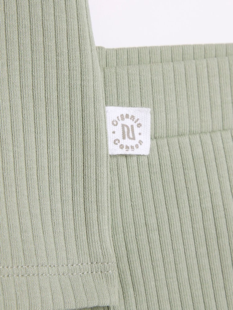 River Island Green Rib Baby Boys 100% Cotton T-Shirt and Shorts Set - Image 5 of 5