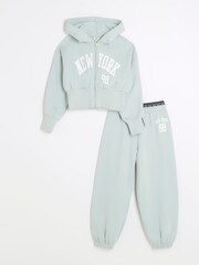 River Island Green Girls NY Zip Thru Set - Image 1 of 4