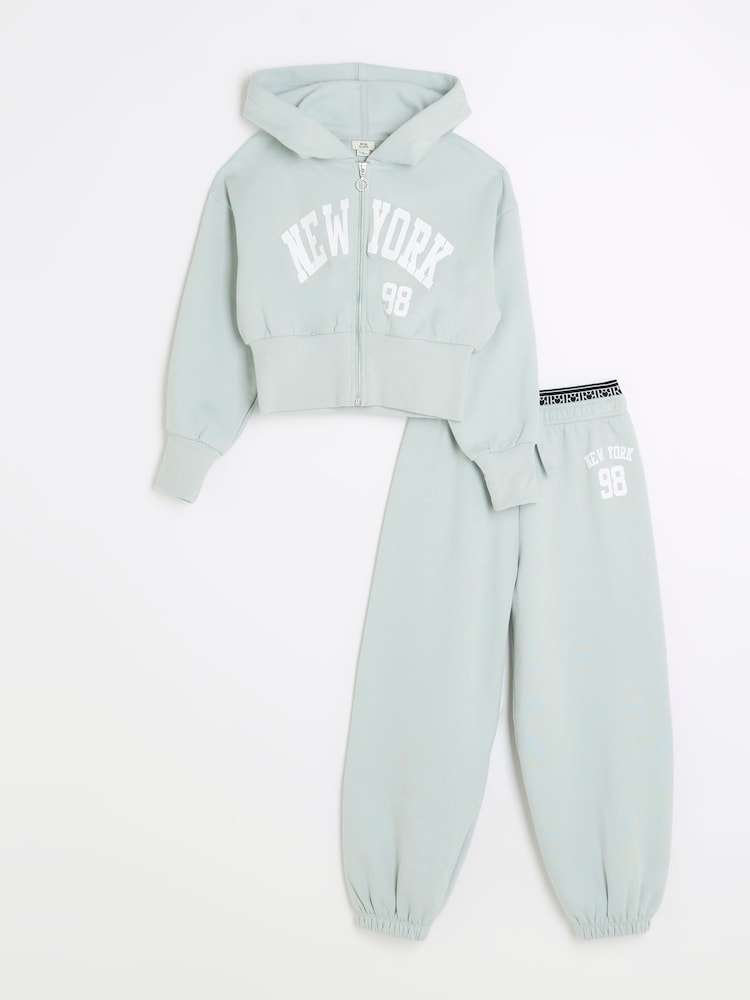 River Island Green Girls NY Zip Thru Set - Image 1 of 4 River Island Green Girls NY Zip Thru Set - Image 1 of 4