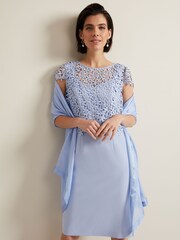 Phase Eight Blue Satin Trim Scarf - Image 4 of 5