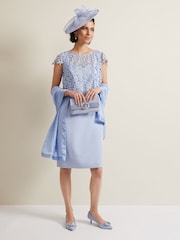 Phase Eight Blue Satin Trim Scarf - Image 5 of 5