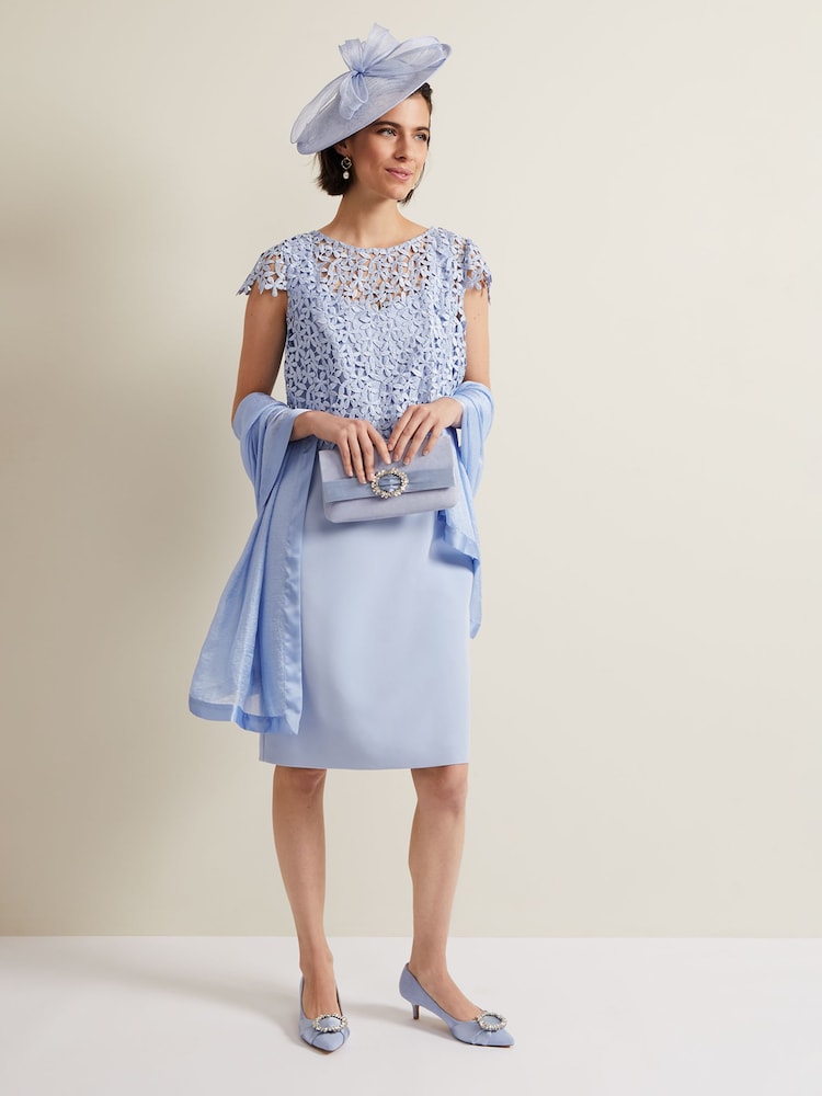Phase Eight Blue Satin Trim Scarf - Image 5 of 5