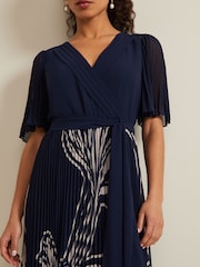 Phase Eight Black Petite Printed Abigail Pleat Midaxi Dress - Image 5 of 7