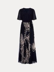 Phase Eight Black Petite Printed Abigail Pleat Midaxi Dress - Image 7 of 7