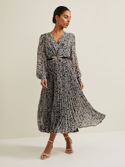 Phase Eight Black Petite Spot Ayana Pleat Midaxi Dress - Image 1 of 6