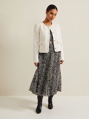 Phase Eight Black Petite Spot Ayana Pleat Midaxi Dress - Image 4 of 6