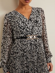 Phase Eight Black Petite Spot Ayana Pleat Midaxi Dress - Image 5 of 6