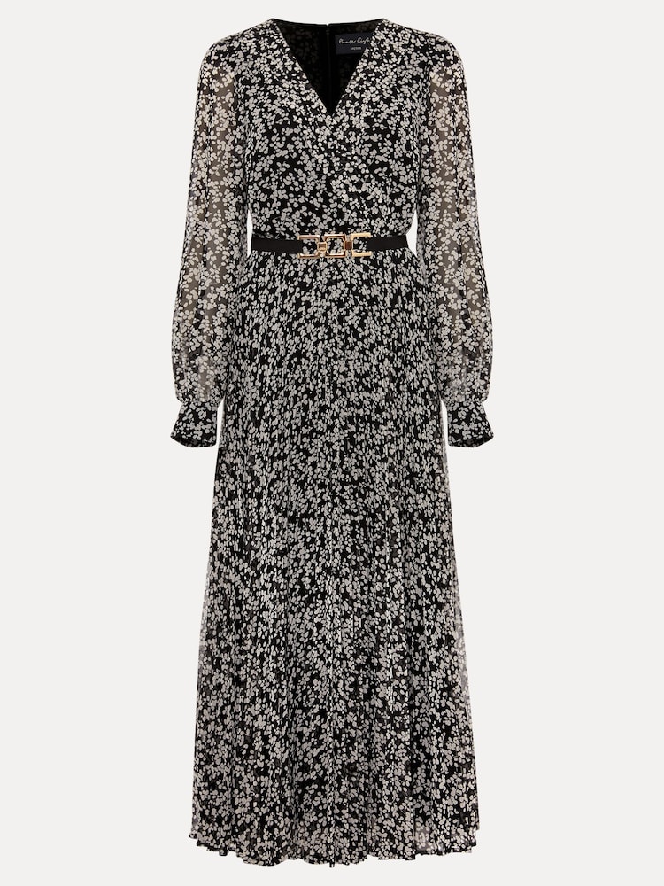 Phase Eight Black Petite Spot Ayana Pleat Midaxi Dress - Image 6 of 6