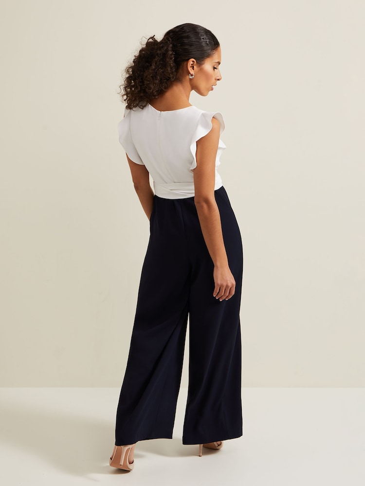 Phase Eight Blue Petite Ayla Ruffle Jumpsuit - Image 2 of 7 Phase Eight Blue Petite Ayla Ruffle Jumpsuit - Image 2 of 7