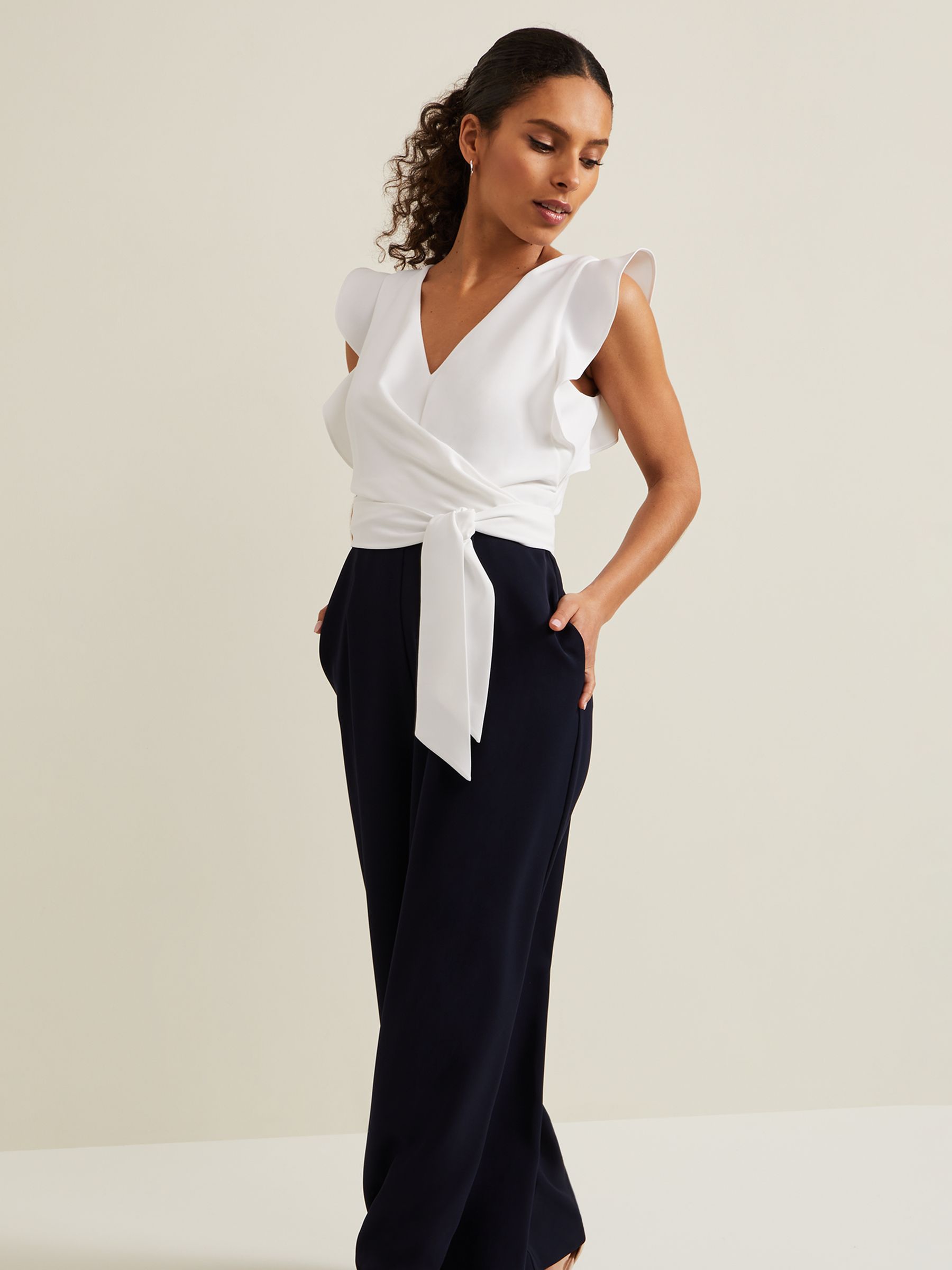 Buy Phase Eight Blue Petite Ayla Ruffle Jumpsuit from the Next UK ...