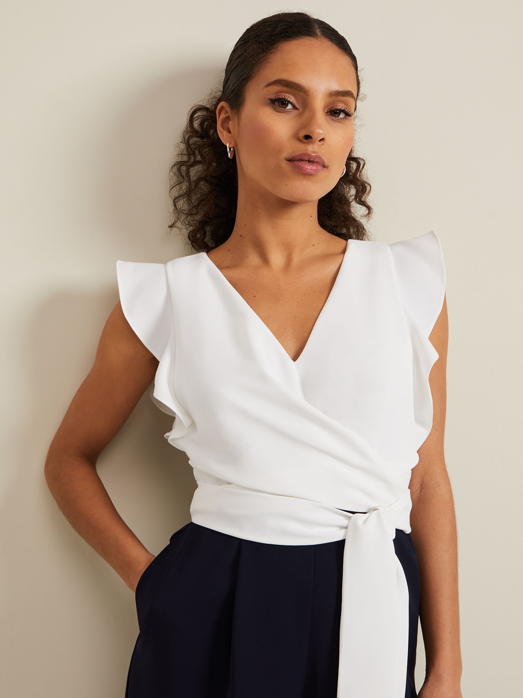 Buy Phase Eight Blue Petite Ayla Ruffle Jumpsuit from the Next UK ...