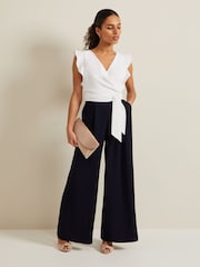 Phase Eight Blue Petite Ayla Ruffle Jumpsuit - Image 6 of 7