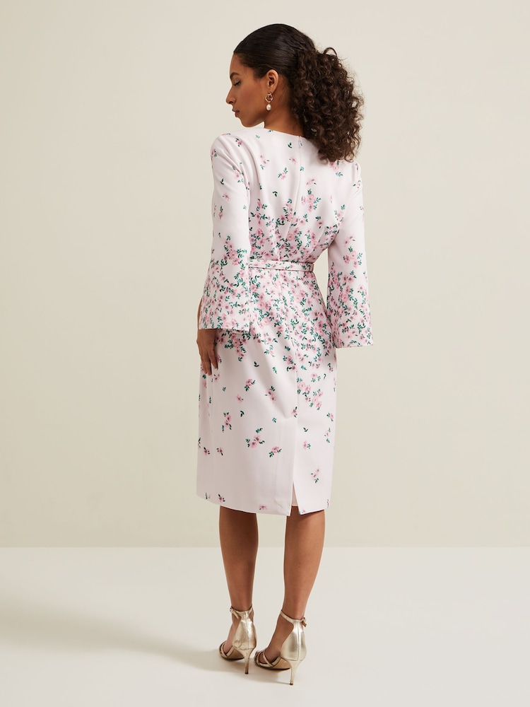Phase Eight Pink Petite Petite Giovanna Floral Belted Dress - Image 2 of 6